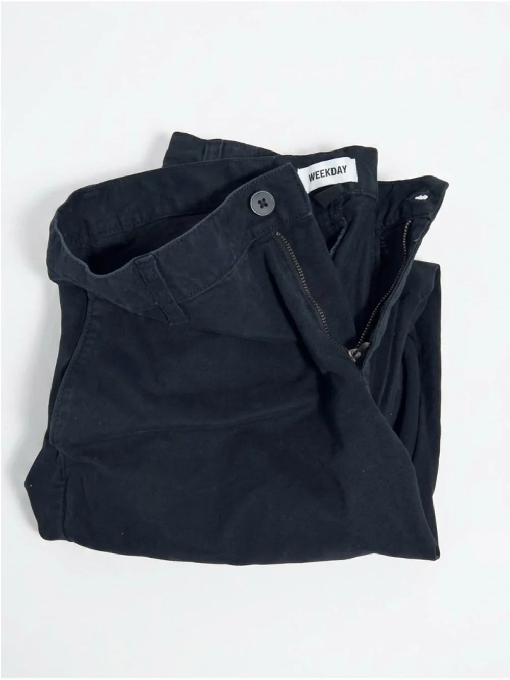 WEEKDAY Wood Black Chino Trousers 34 Waist Organic Cotton ASOS